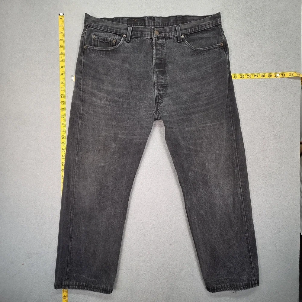 Vintage Levis 501 Jeans Mens Charcoal‎ Straight Button Fly USA 90s Fits 38x27